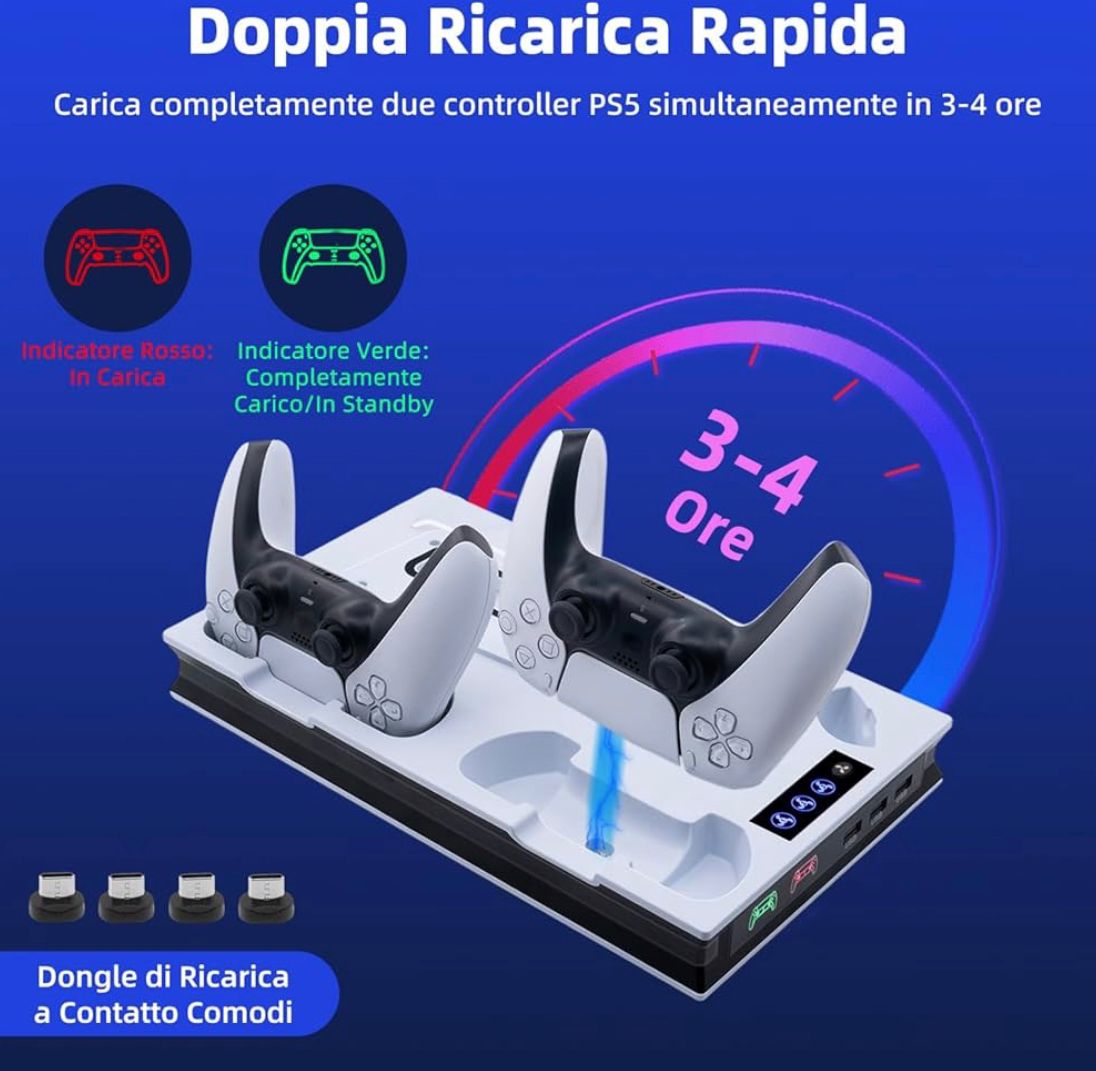 PS5 - HULTRA Stazione Ricarica e Raffreddamento